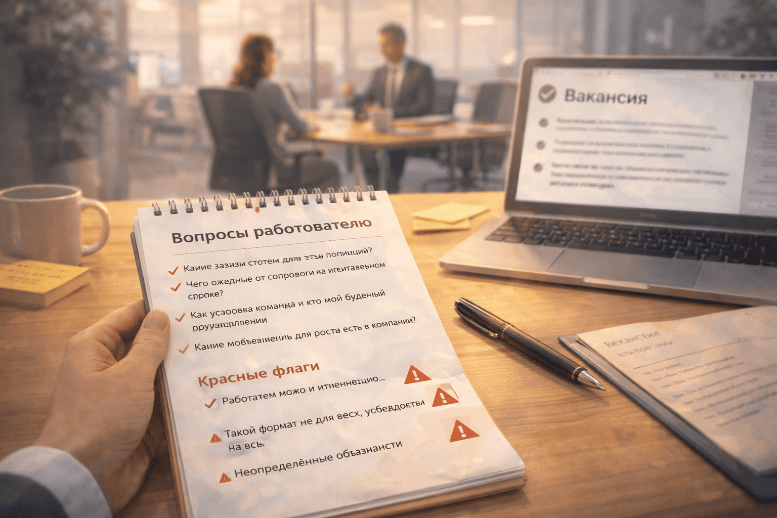 Иллюстрация услуги «Вопросы работодателю и красные флаги»